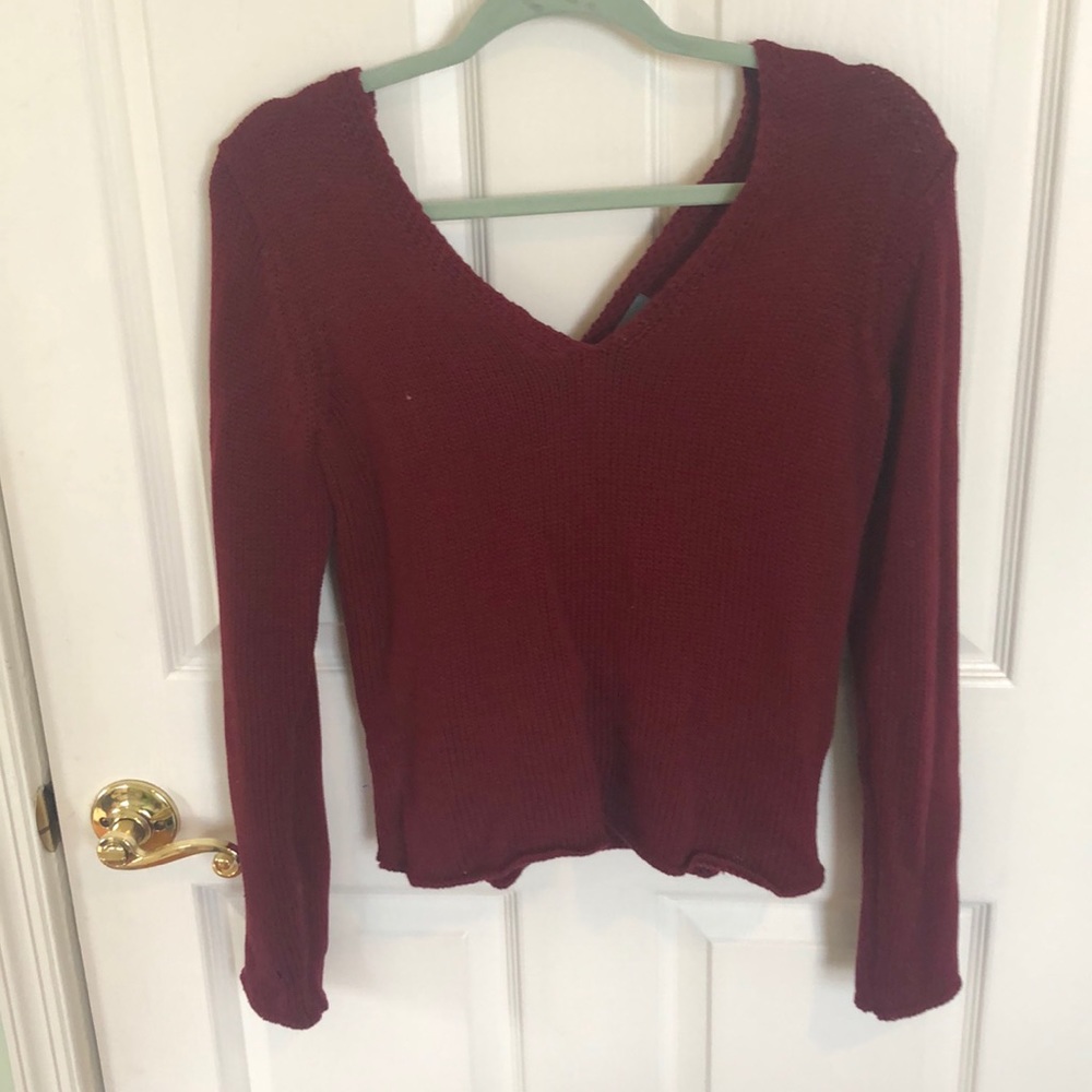 Neely Woven Back Maroon Sweater